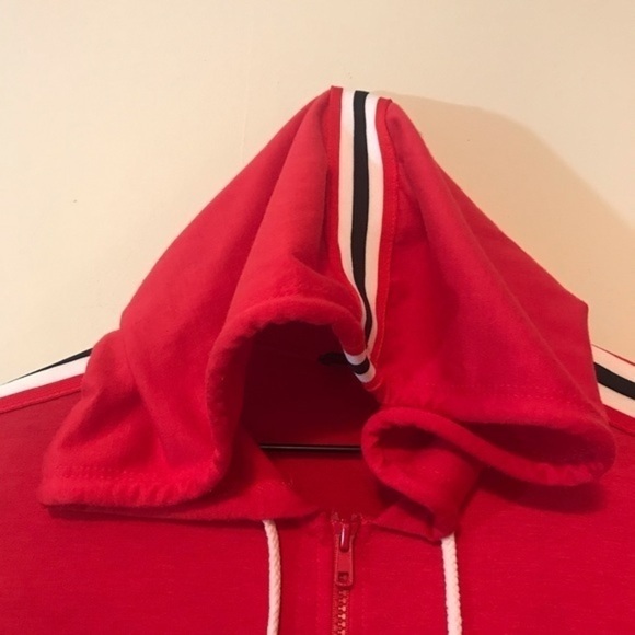 Fashion Nova Red Terry Running Errands Stripe Trim Jumpsuit Size Small - Picture 8 of 13